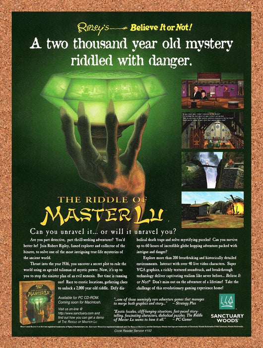1996 The Riddle Of Master Lu PC Original Ad v1 - for just $17.99! 