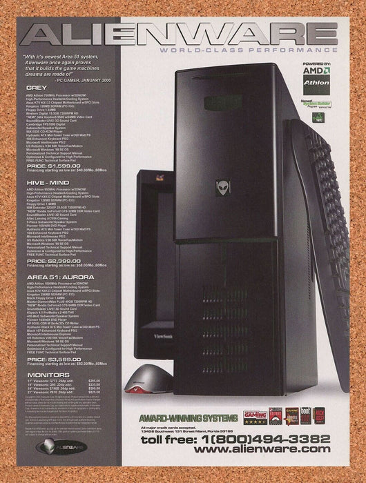 2002 Alienware Area-51 Aurora Original Video Game Ad - for just $18.99! 