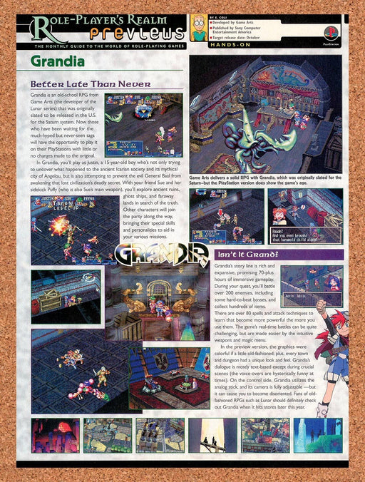 1999 Grandia PS1 Review Original Ad v2 - for just $17.99! 