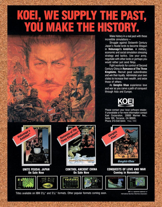 1988 Koei PC Games Original Ad v1 - for just $17.99! 