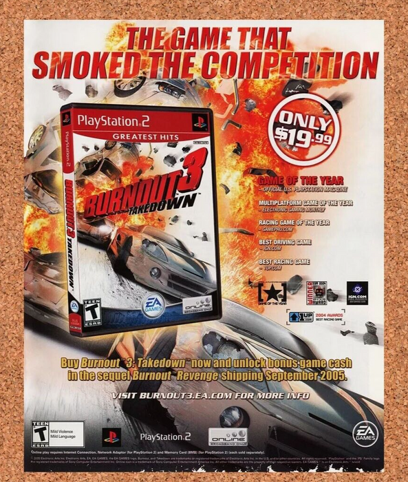 2007 Burnout 3 Takedown PS2 Original Ad - for just $17.99! 