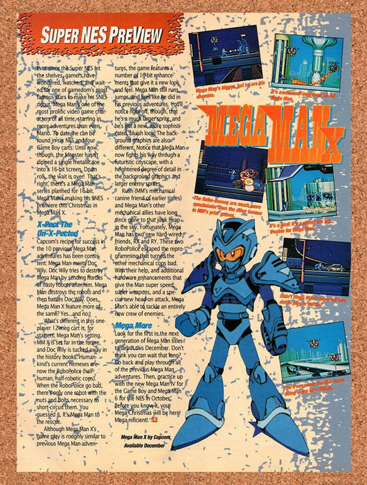 1993 Mega Man X SNES Original Ad v1 - for just $17.99! 