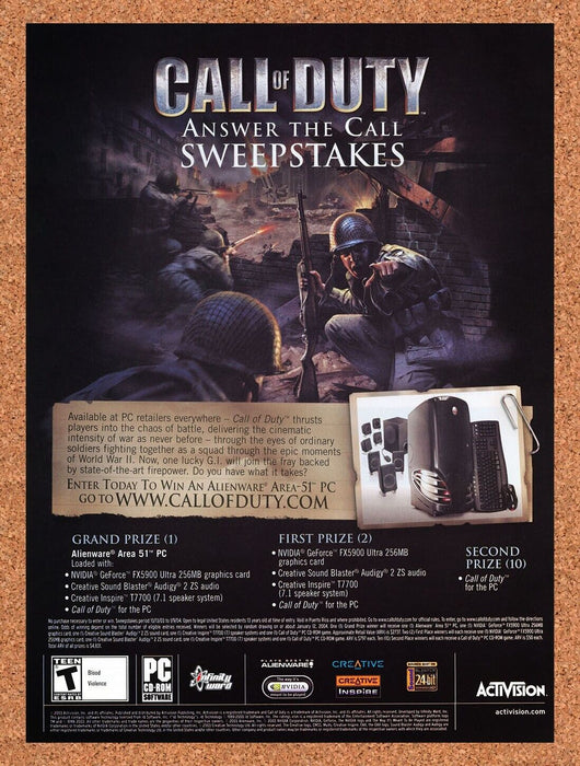 2005 Call Of Duty PC Original Sweepstakes Ad - for just $18.99! 