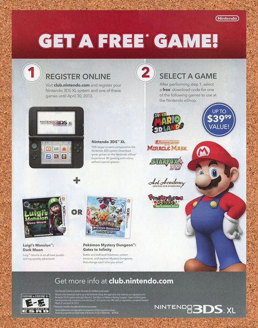 2015 Mario 3d World 3DS Original Nintendo Sweepstakes Ad - for just $19.99! 
