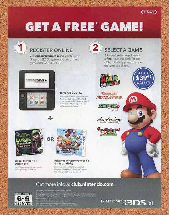 2015 Mario 3d World 3DS Original Nintendo Sweepstakes Ad - for just $19.99! 