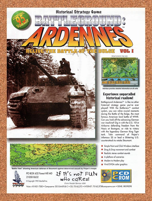 1995 Battleground Ardennes Vol 1 PC Original Ad v1 - for just $17.99! 