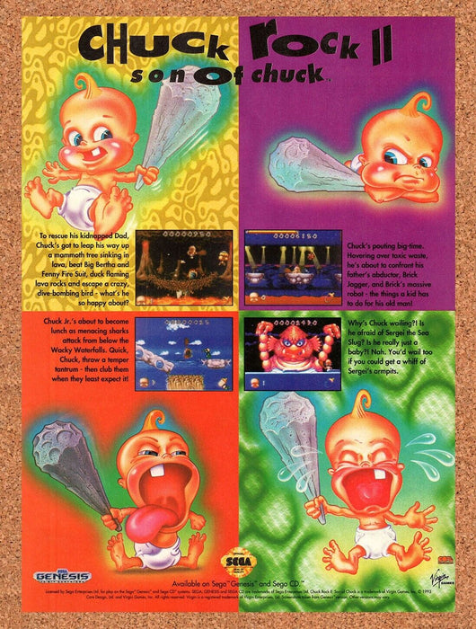 1993 Chuck Rock II Son Of Chuck Genesis Original Ad v1 - for just $17.99! 