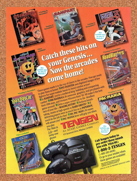 1991 Tengen Genesis Games Original Ad v7 - for just $17.99! 