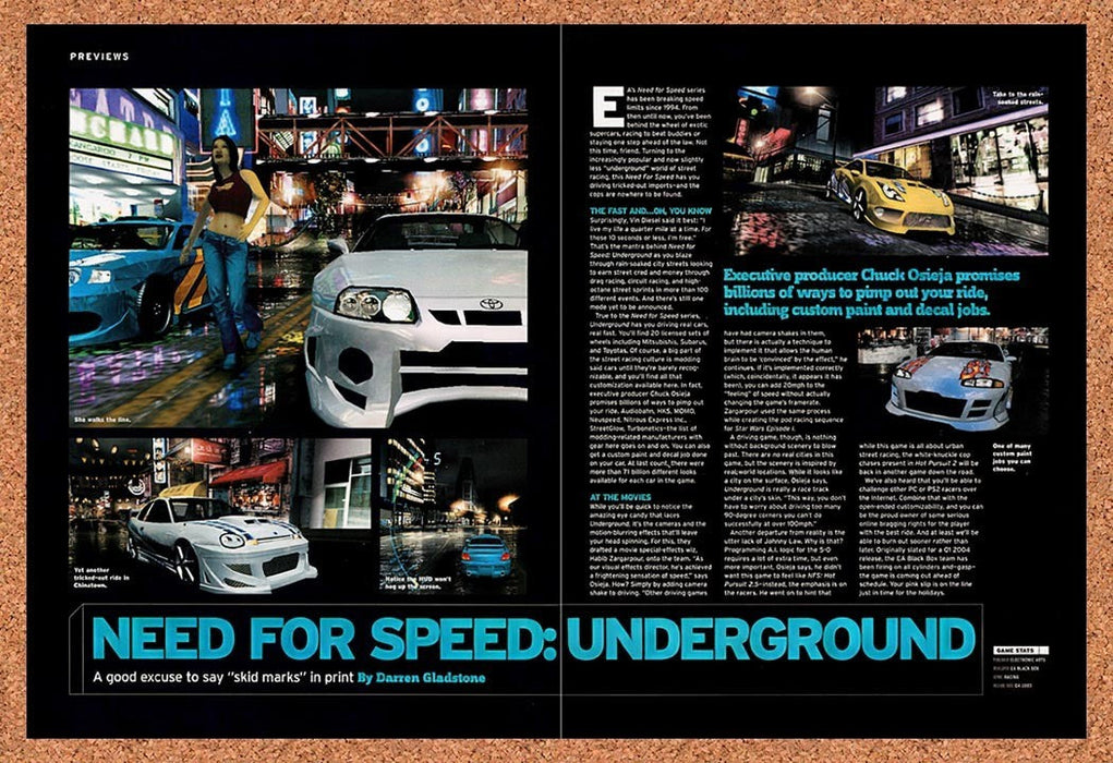 2003 Need For Speed Underground PC Original Ad vr1 - for just $23.99! 