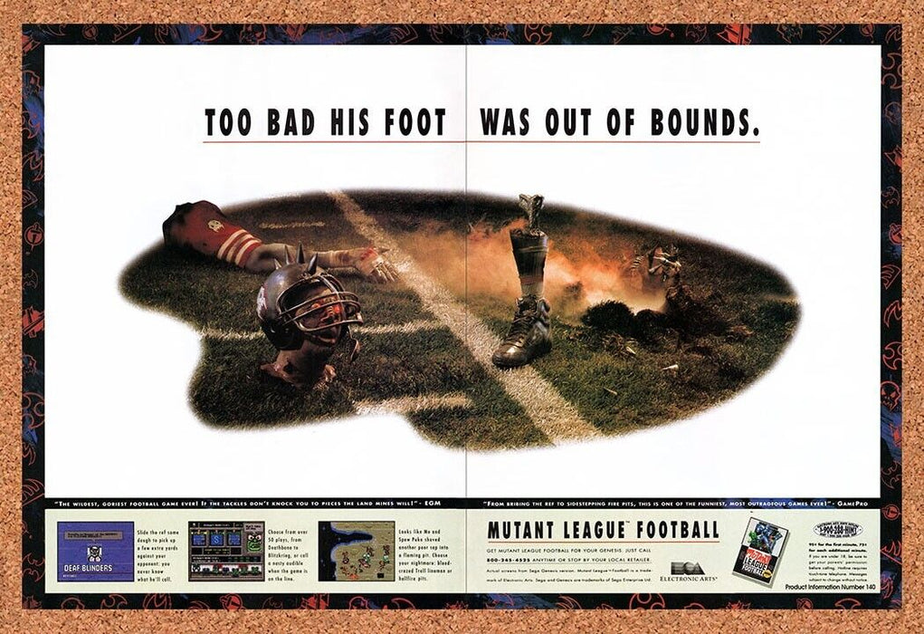 1993 Mutant League Football Genesis Original Ad v1 - for just $21.49! 