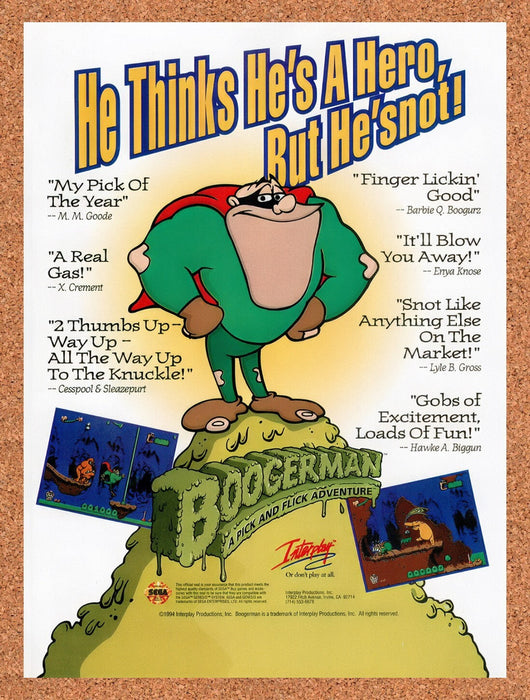 1994 Boogerman Genesis Original Ad v2 - for just $17.99! 