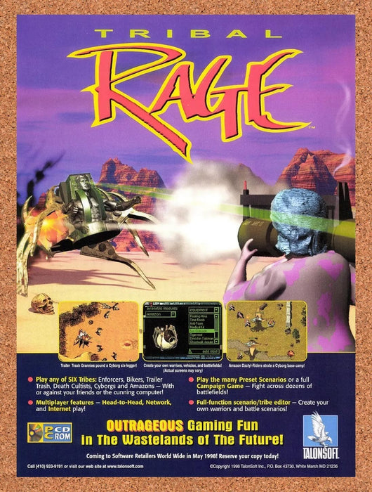 1998 Tribal Rage PC Original Advertisement v3 - for just $16.57! 