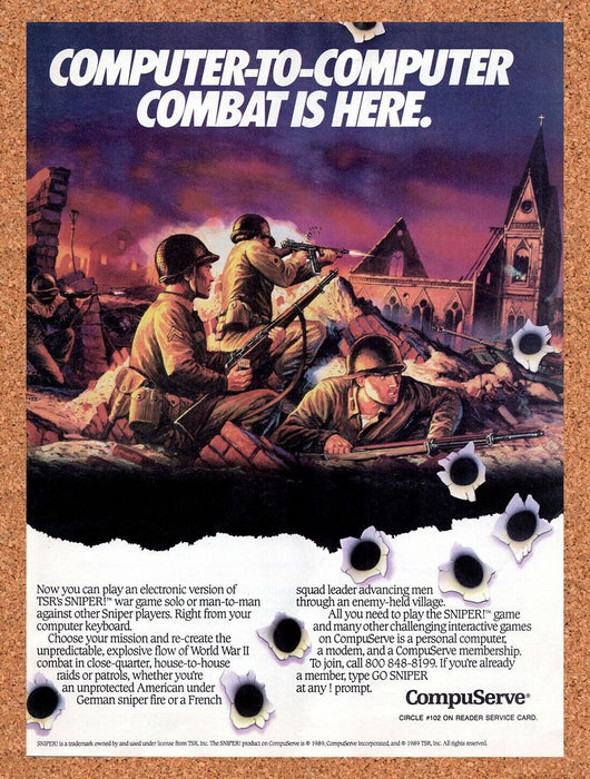 1989 CompuServe Computer-To-Computer Combat Original Ad v1 - for just $17.99! 