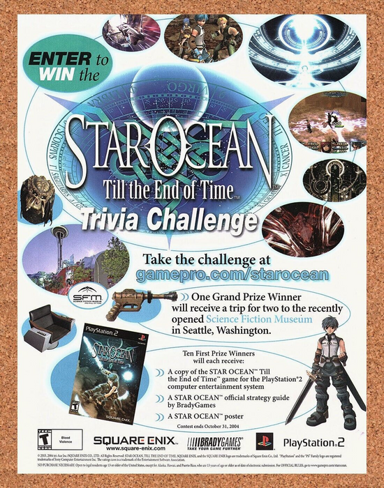 2004 Star Ocean End Of Time PS2 Original Sweepstakes Ad 2 - for just $17.99! 