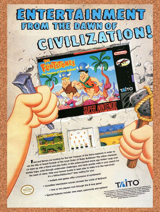 1994 Flintstones The Treasure Of Sierra Madrock SNES Original Ad v1 - for just $17.99! 