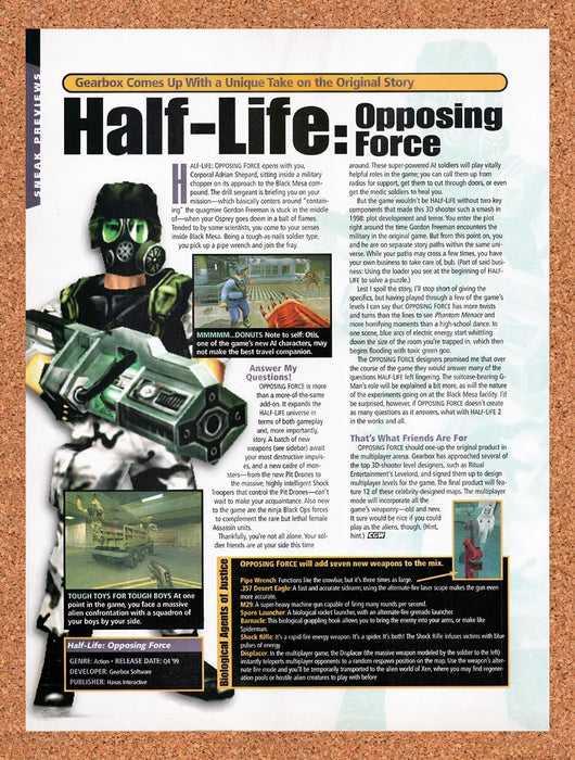 1999 Half-Life Opposing Force PC Original Advertisement vr1 - for just $19.49! 