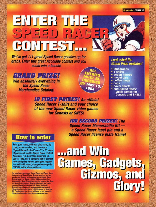 1994 Speed Racer Contest Original Ad v2 - for just $17.99! 