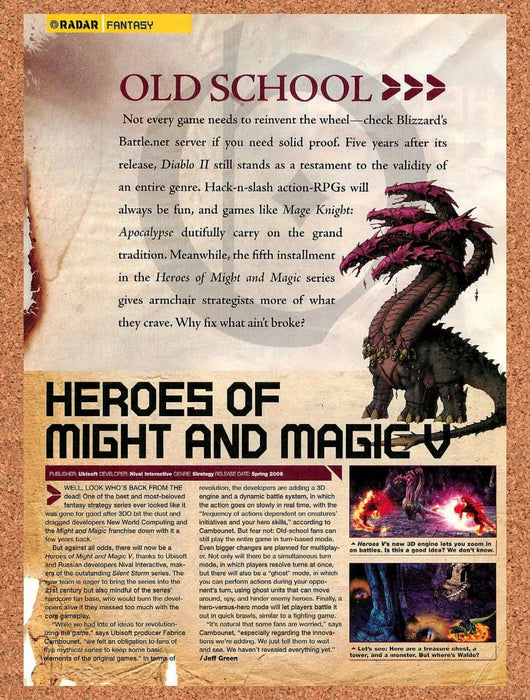 2005 Heroes Of Might and Magic V PC Original Advertisement vr2 - for just $16.57! 