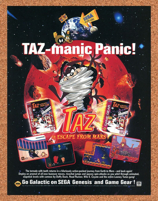 1994 Taz Escape From Mars Genesis Original Ad - for just $17.99! 