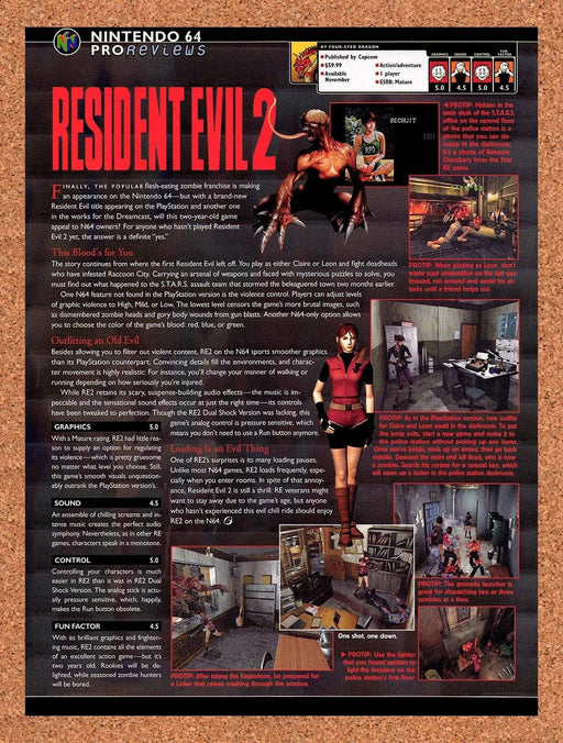 1999 Resident Evil 2 N64 Review Original Advertisement vr3 - for just $19.49! 