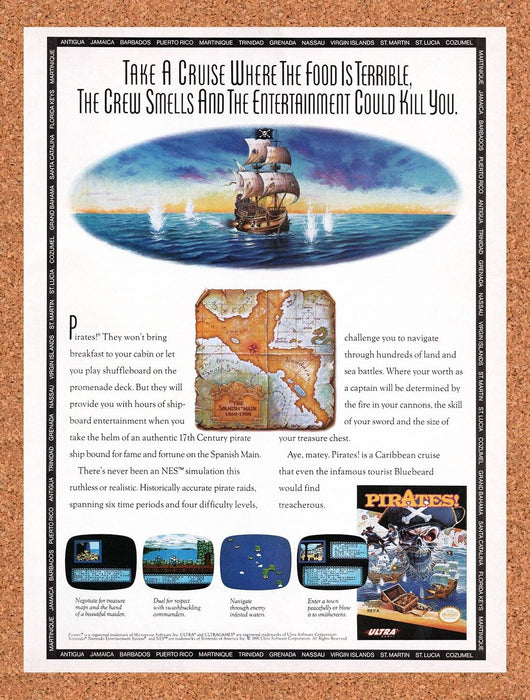 1992 Pirates! NES Original Ad v1 - for just $17.99! 