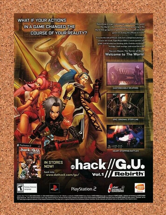 2008 Dot Hack GU Rebirth PS2 Original Ad v2 - for just $17.99! 