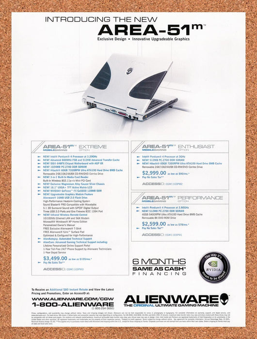 2003 Alienware Ultimate Gaming Area-51m Extreme nVidia Original Ad /Promo v9 - for just $17.99! 