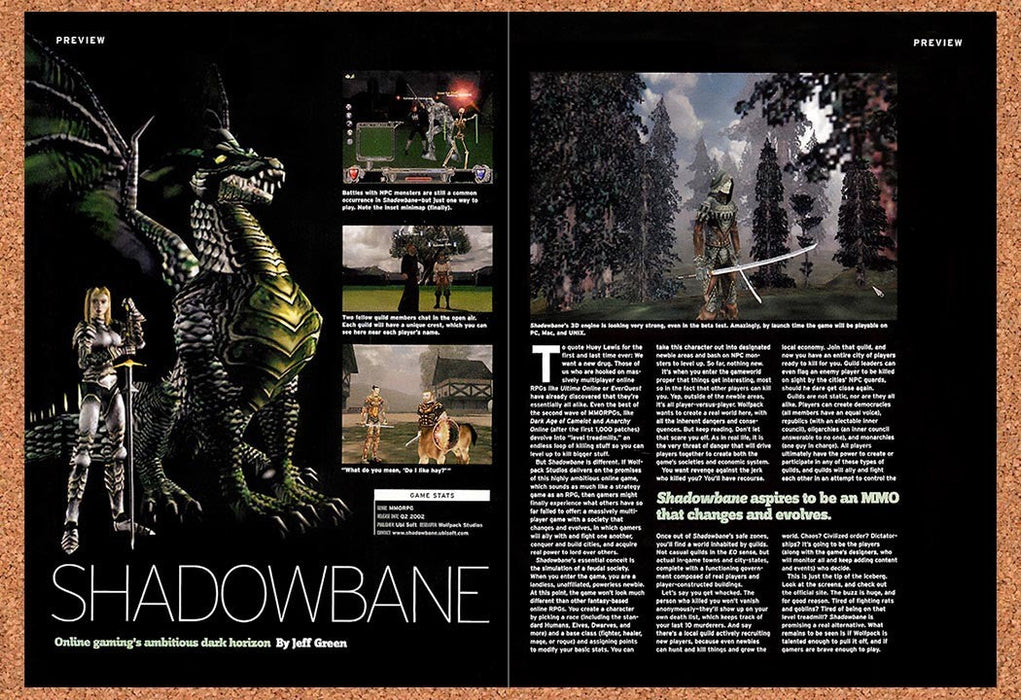 2002 Shadowbane PC Original Advertisement vr2