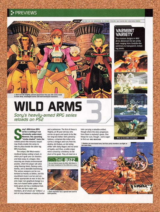 2002 Wild Arms 3 PS2 Original Ad vr1 - for just $19.49! 