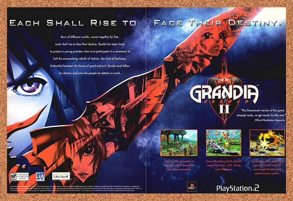 2001 Grandia II PS2 Original Ad v1 - for just $21.49! 