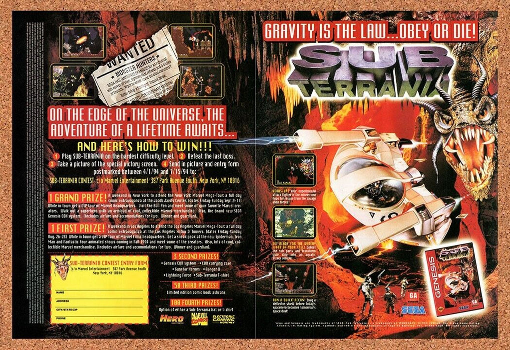 1994 Sub Terrania Sweepstakes Original Ad v2 - for just $21.49! 