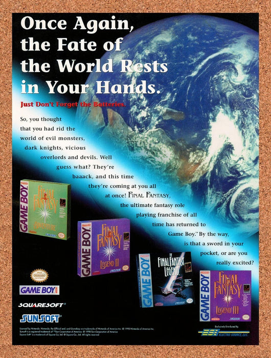 1998 Final Fantasy Game Boy Games Original Ad v6 - for just $18.99! 