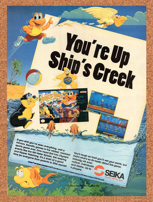 1993 Super Aquatic Games SNES Original Ad v1 - for just $17.99! 