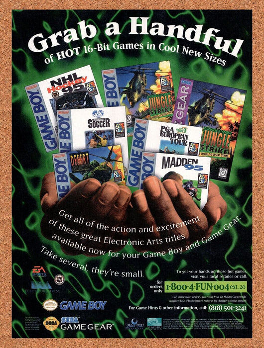 1995 Electronic Arts Game Boy Game Gear Games Original Ad v1 - for just $17.99! 