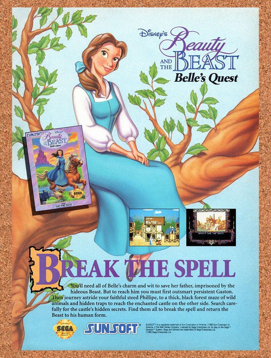 1993 Beauty And The Beast Belles Quest Genesis Original Ad v1 - for just $17.99! 