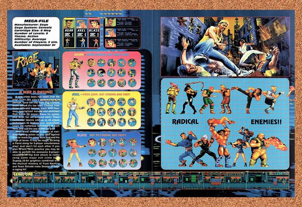 1991 Streets Of Rage Genesis Original Ad v2 - for just $21.99! 