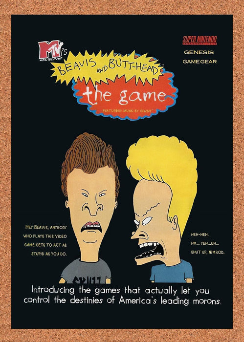1994 Beavis & Butthead The Game SNES Original Ad v1 - for just $15.55! 