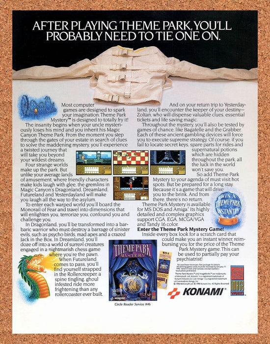 1991 Theme Park Mystery Amiga Original Ad - for just $17.99! 