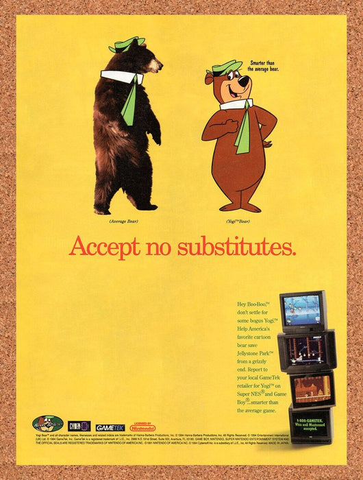 1994 Yogi SNES Original Ad v1 - for just $17.99! 