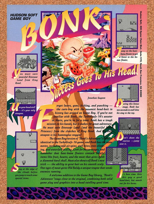 1993 Bonk's Adventure Game Boy Original Ad v3 - for just $17.99! 