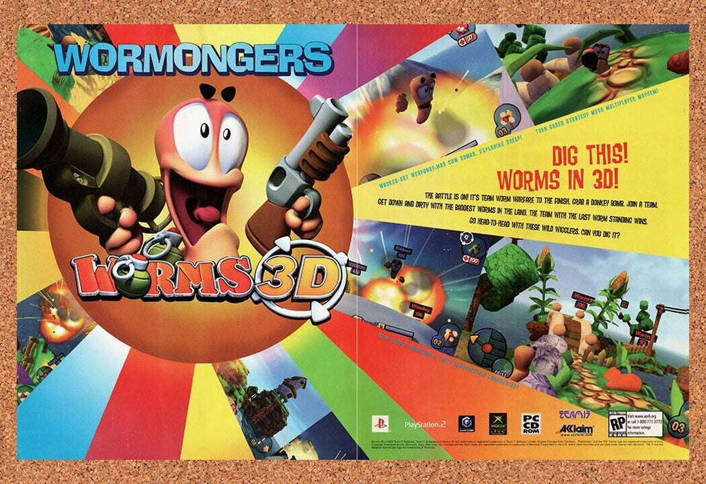 2004 Original Worms 3D GameCube Ad - for just $21.49! 