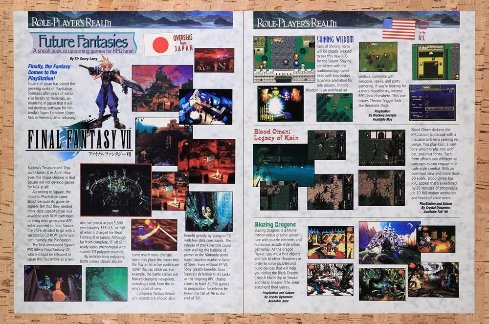 1996 Final Fantasy VII Japanese PS1 Port Announcement Original Ad v17 - for just $21.69! 