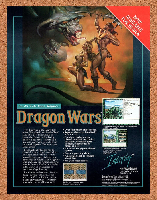 1990 Dragon Wars MS-DOS Original Ad - for just $18.99! 