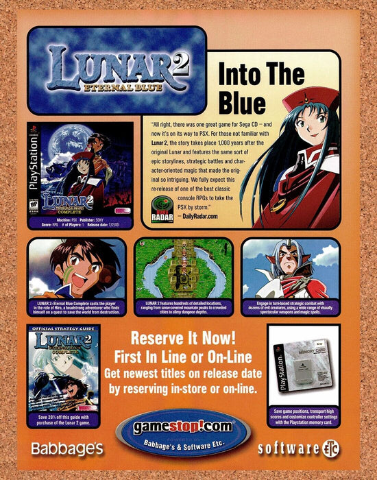 2002 Lunar 2 Eternal Blue PS1 Original Babbages Ad v1 - for just $17.99! 