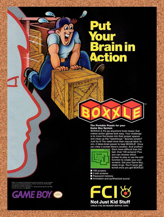1989 Boxxle Game Boy Original Ad v1 - for just $17.99! 