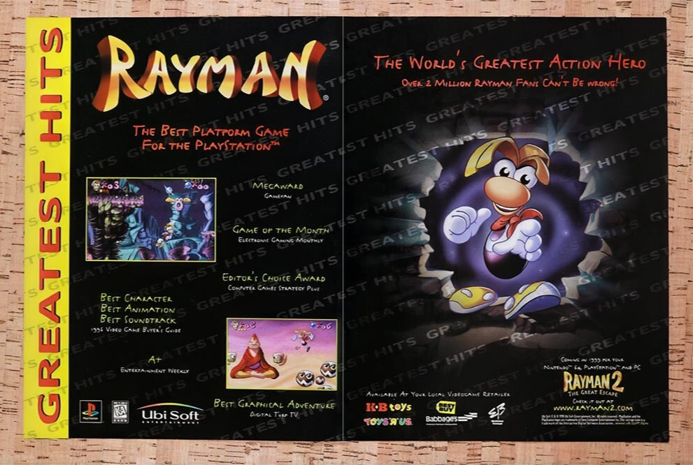 1998 Rayman PS1 Original Ad v6 - for just $21.49! 
