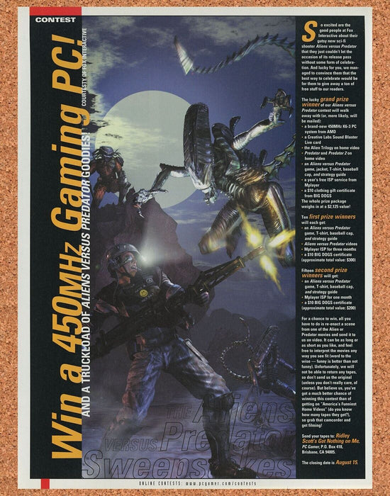 2001 Aliens Gaming PC Original Sweepstakes Ad - for just $17.99! 