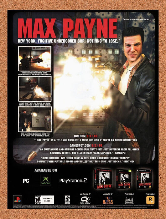 2001 Max Payne PS2 Original Ad v10 - for just $18.29! 