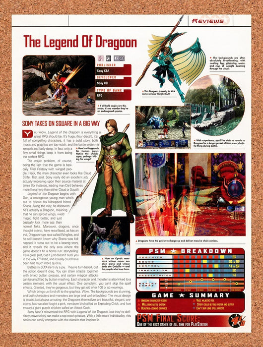 2000 Legend Of Dragoon PS1 Original Ad vr2 - for just $16.57! 