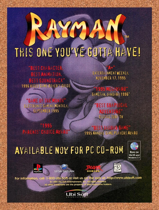 1996 Rayman PS1 Original Ad v8 - for just $18.49! 